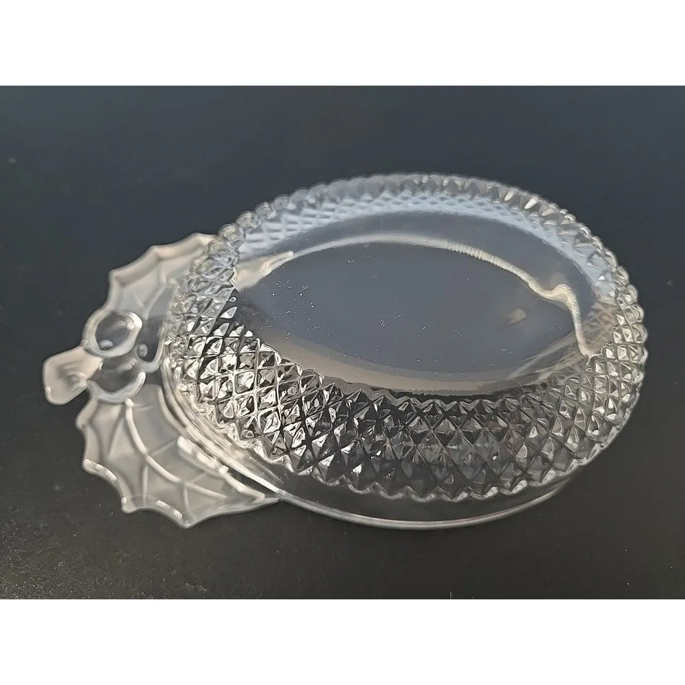 Mikasa Studio Nova‎ Frosted Holly Berry Glass Bowl Christmas Treasure Dish